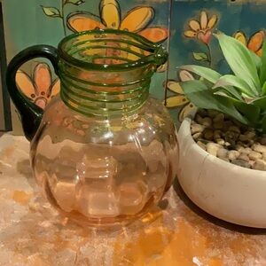 Gorgeous art deco colorful clear glass pitcher